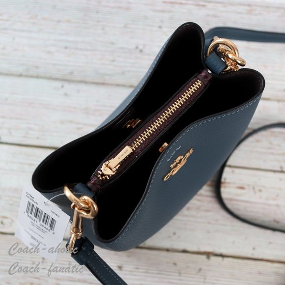 Coach C7266 Mini Town Bucket Bag Leather Crossbody in Denim - Picture 10 of 11